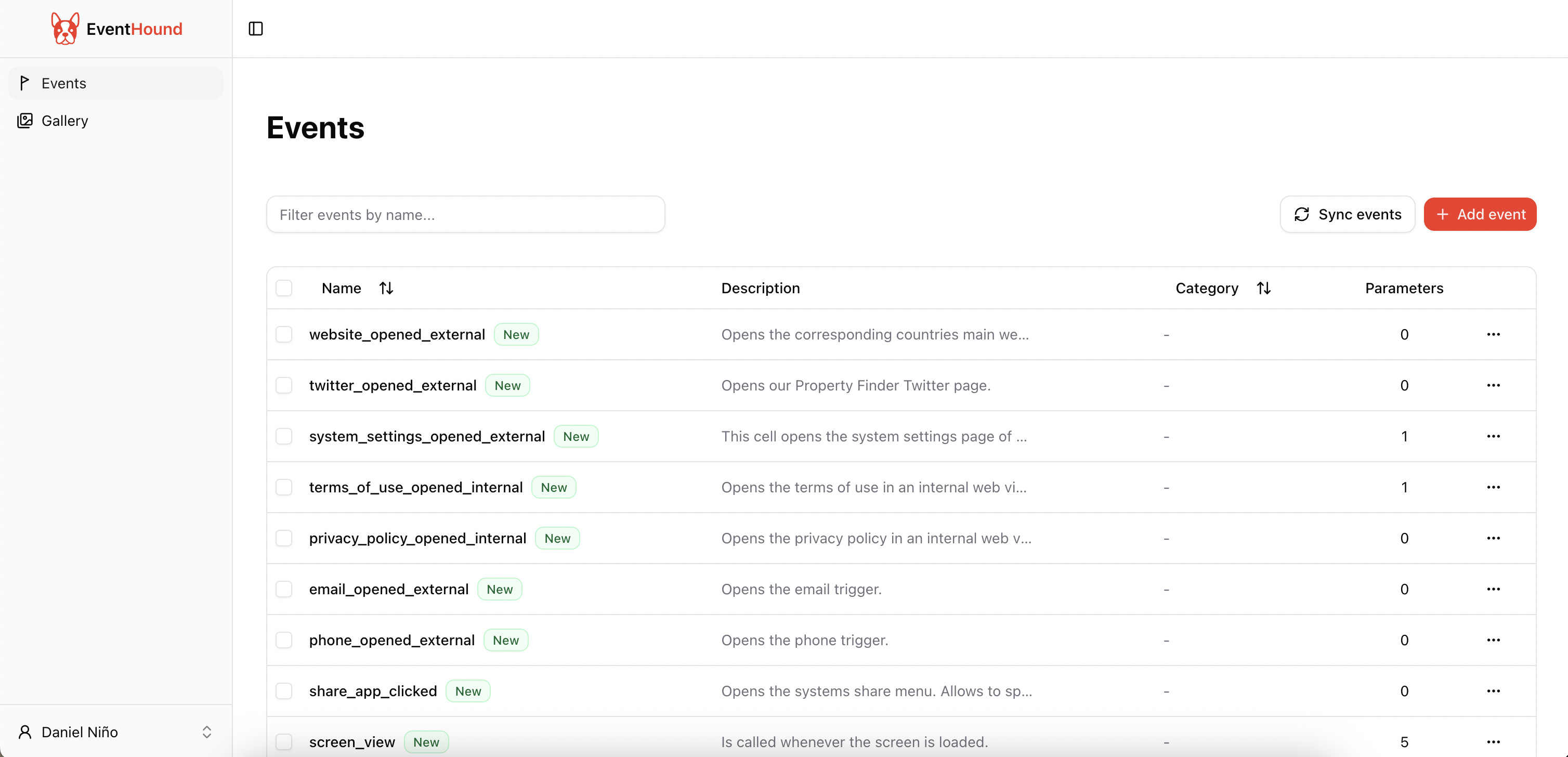 EventHound Dashboard Preview